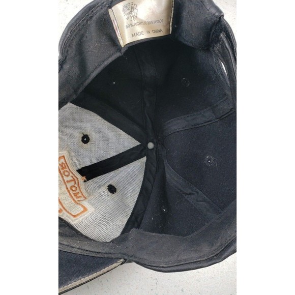 VINTAGE Black Leather Harley-Davidson Motor Cycles Patch Adjustable Hat Cap - Picture 10 of 11